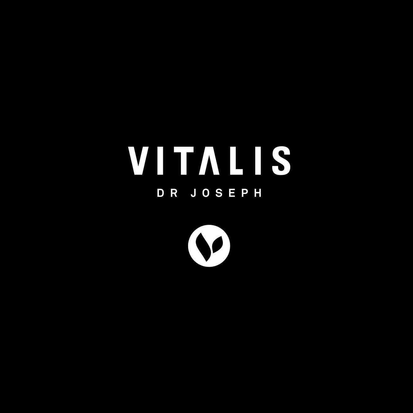 Vitalis Dr Joseph Logo auf schwarzem Hintergrund © gobiq