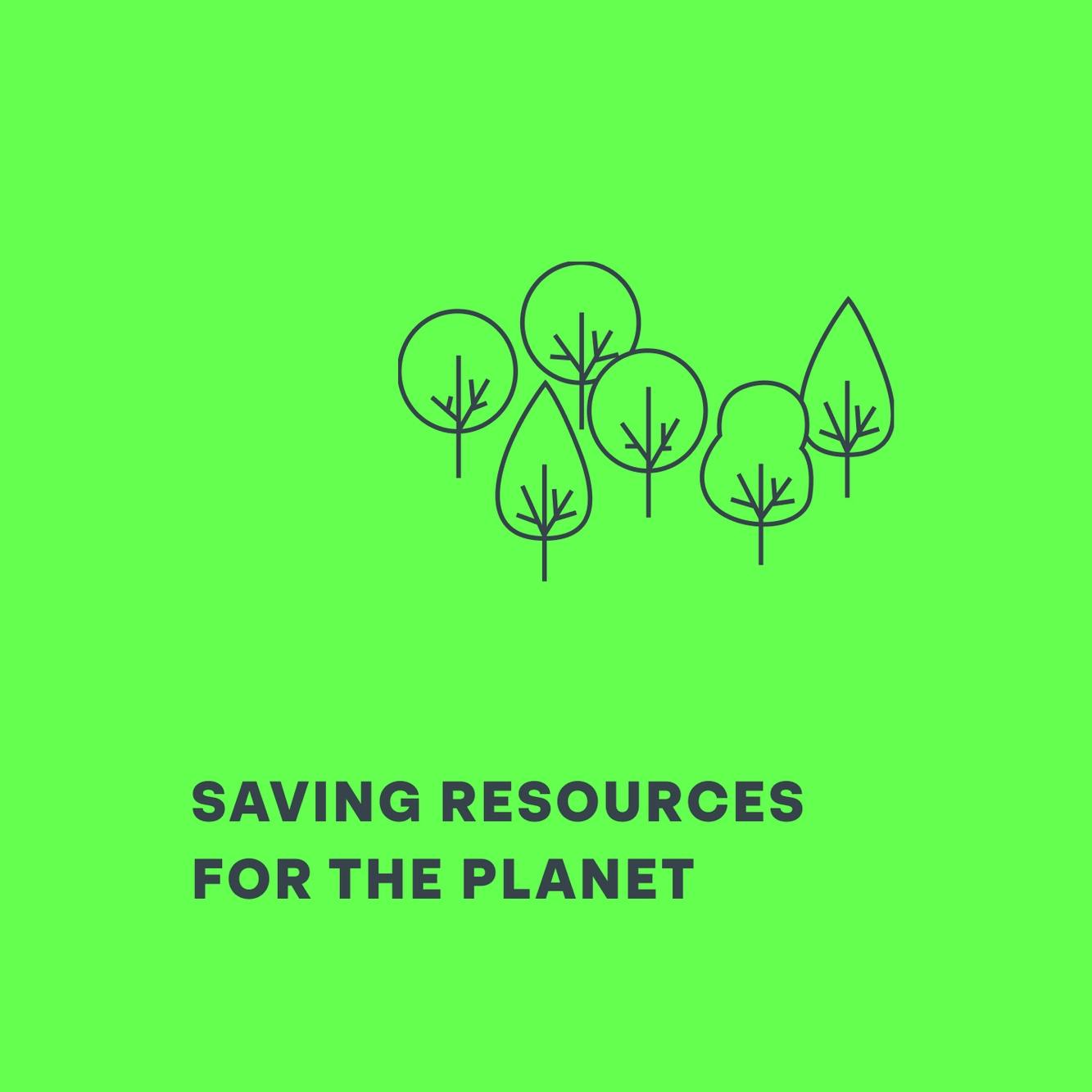 Illustration von Bäumen auf neongrünem Hintergrund steht für Ressourcen schonend © good matters