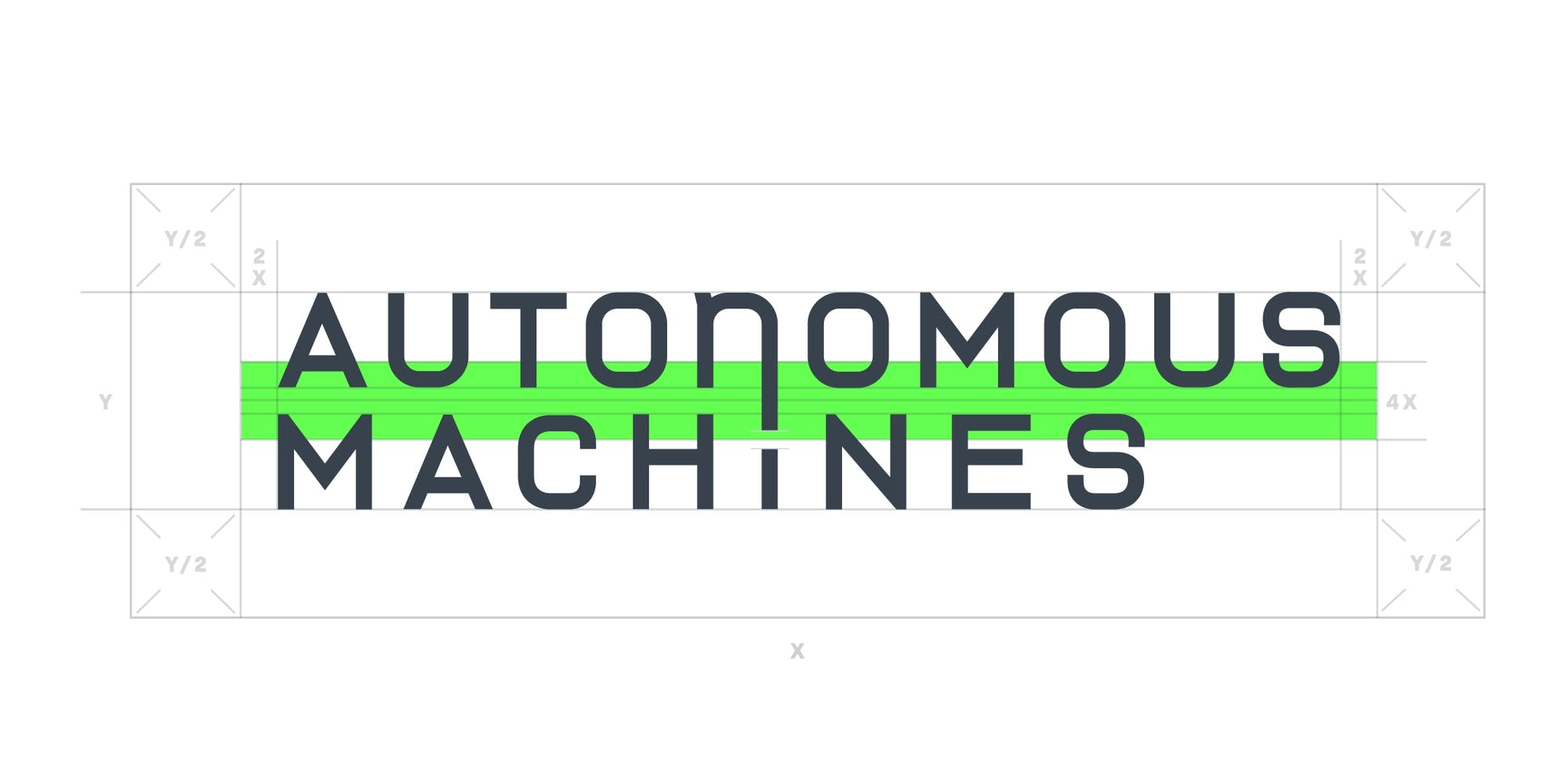 autonomous machines Logo mit Logobemaßung und eingezeichneter Schutzzone © good matters