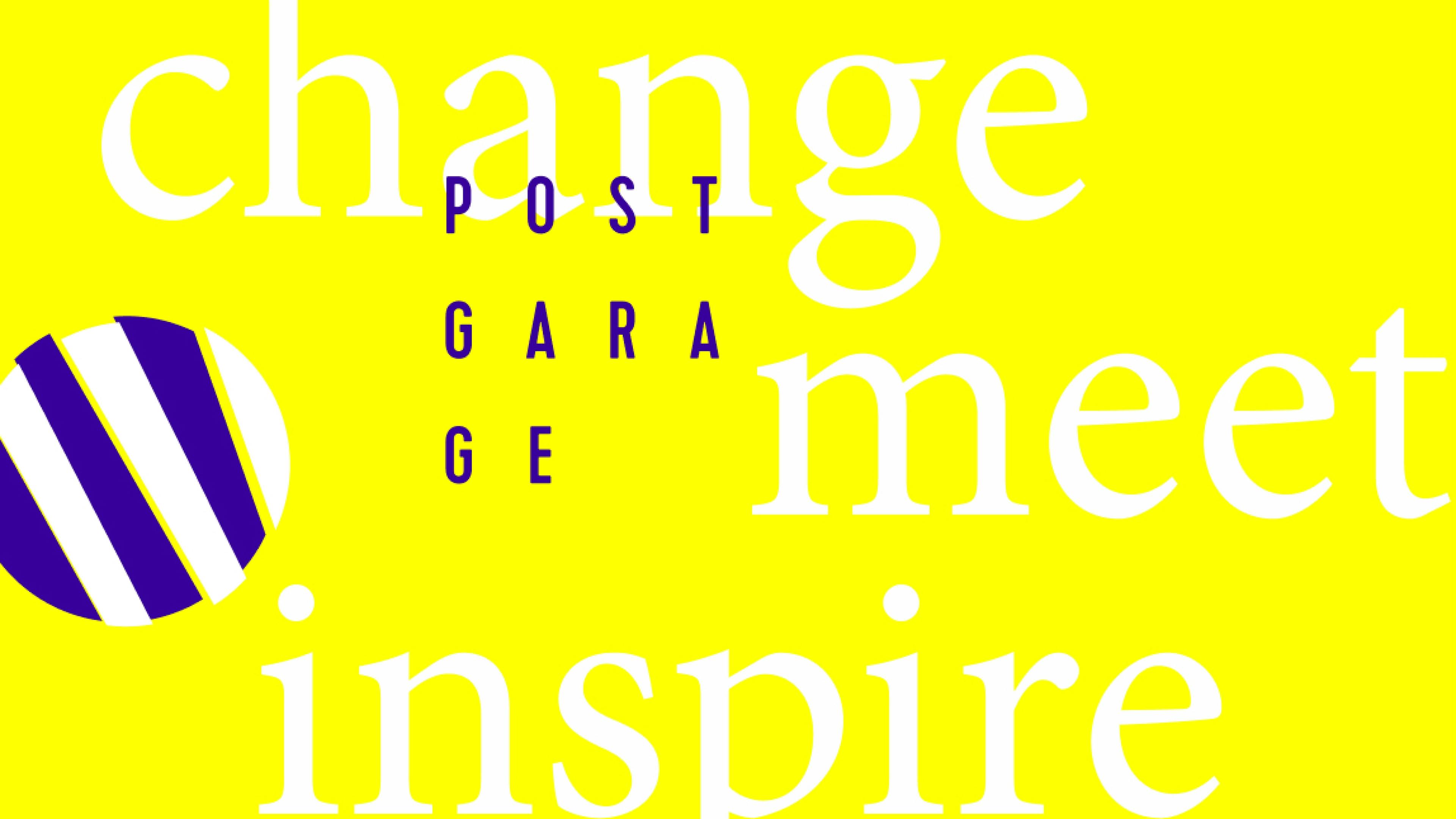 Gestaltungsbeispiel change meet inspire zeigt wie die Designelemente der Postgarage angewendet werden können © gm gobiq