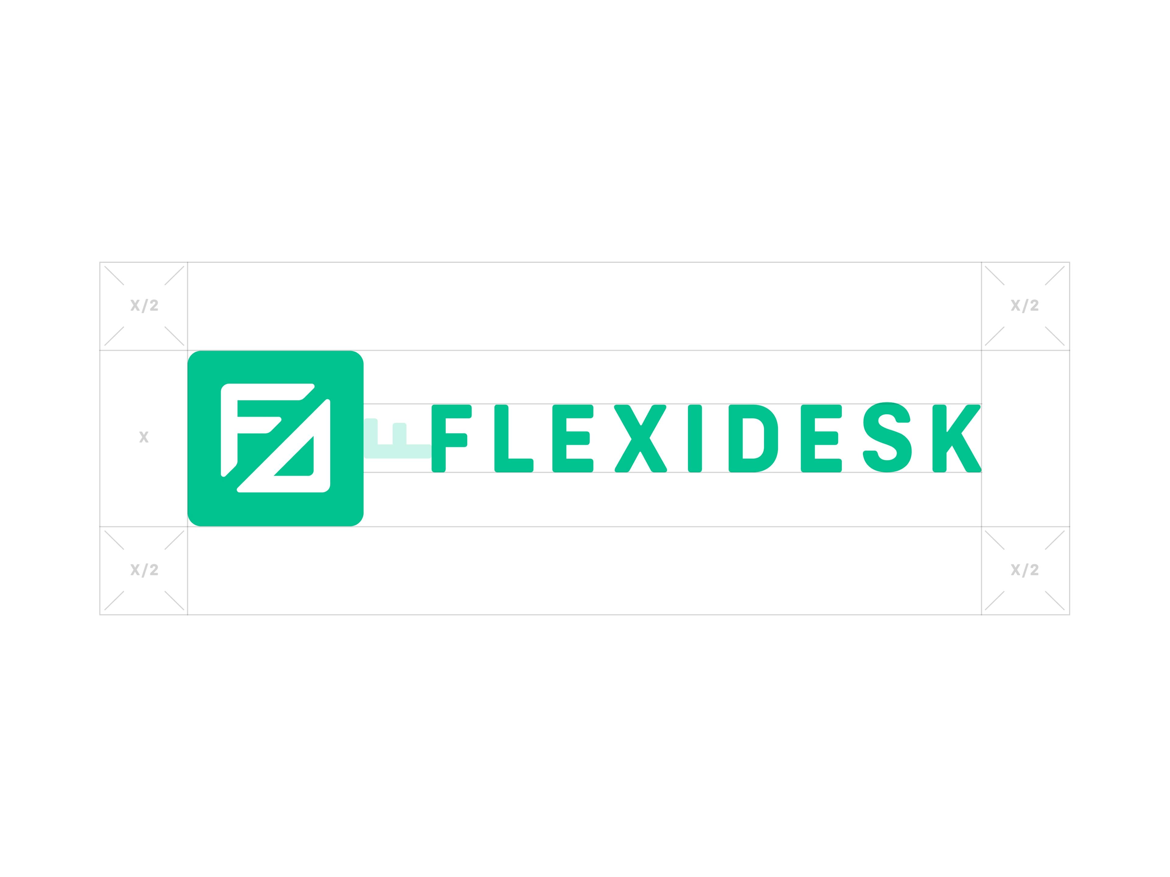 Flexidesk Logo als Wort-Bildmarke mit der Logo Bemessung © good matters