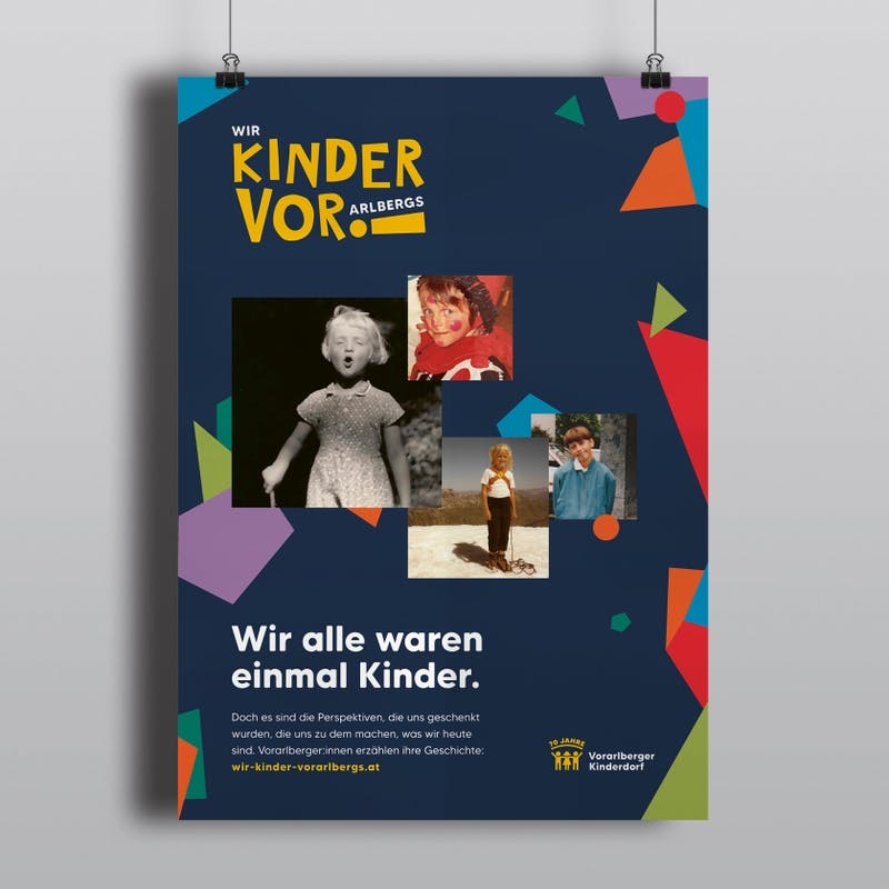 Poster für die Vorarlberger Kinderdorf Kampagne "Wir Kinder Vorarlbergs" © gobiq